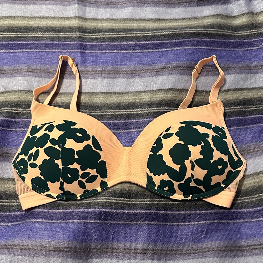Lively Peach and Green Floral Bra